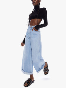 High Waisted Push-Pop Cuff Crop