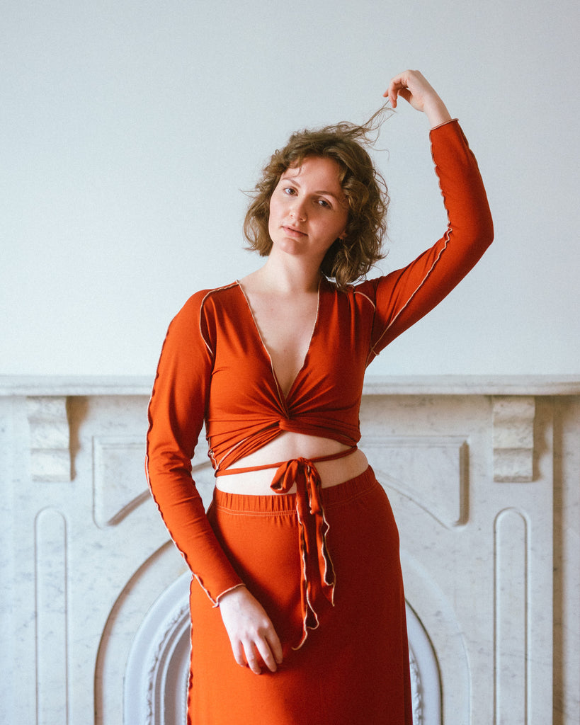 Softique Wrap Top In Rust