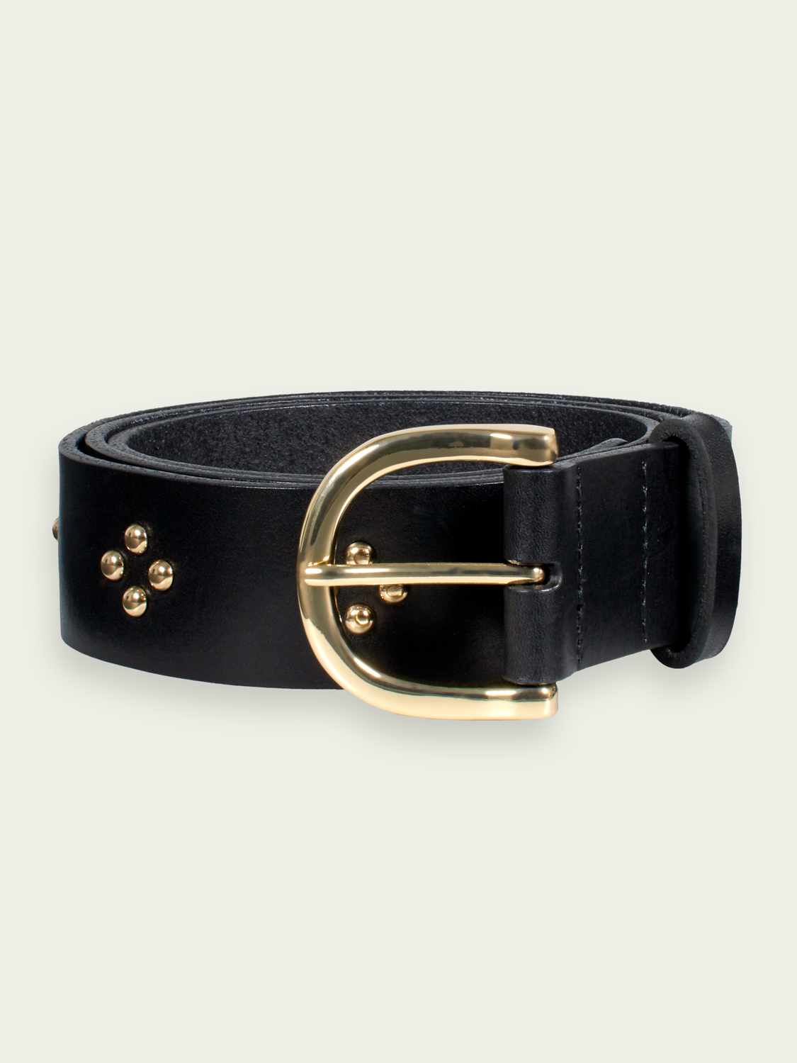 Studded Leather Belt in Black