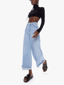 High Waisted Push-Pop Cuff Crop