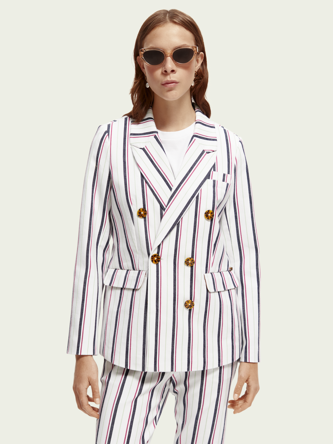 Striped Double Breasted Blazer